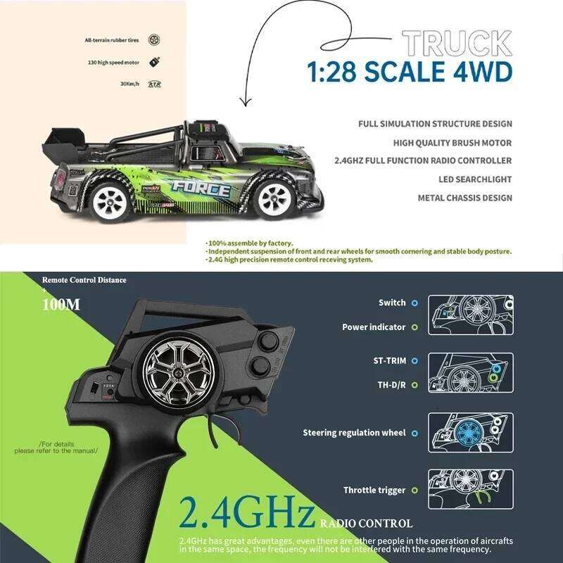 WLtoys 284161 284010 1:28 4WD RC With LED Lights 30KM/H 2.4G Radio Remote Control Car Off-Road Drift Vehicle Toys C260305