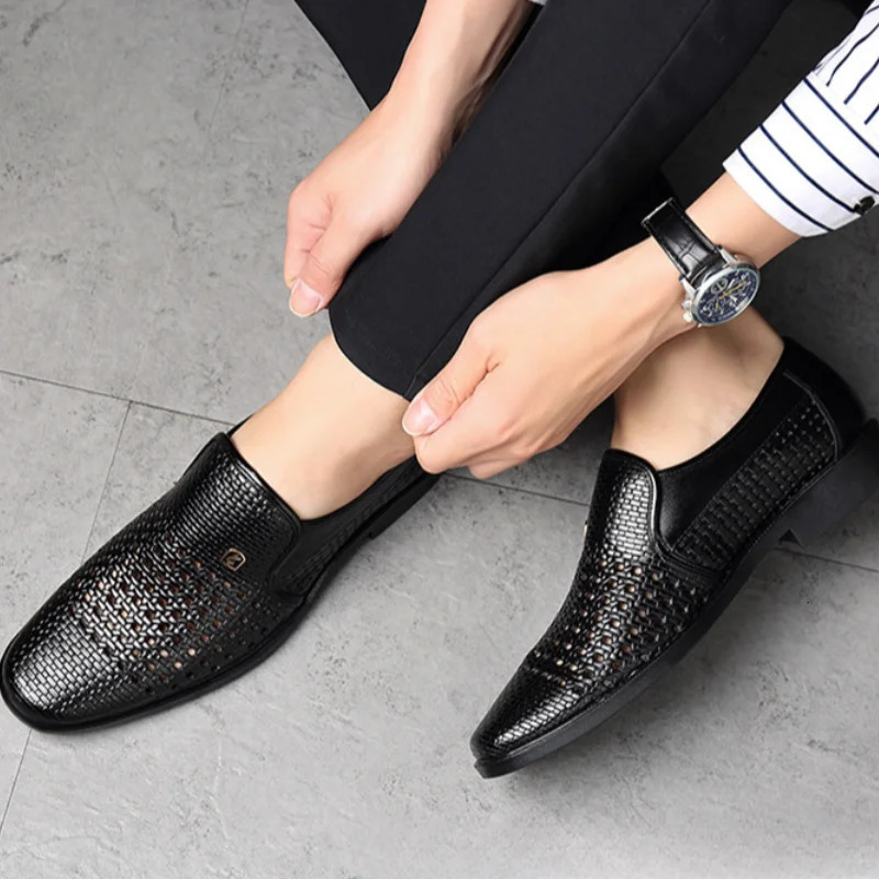 Summer Mens Loafers Breathable Mens Leather Shoes Soft Soles Male Casual Shoes Slip-on Oxford Shoes Business Zapatos De Hombre 260305