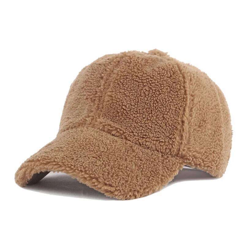 Autumn Winter Women Artificial Lamb Wool Hats Keep Warm Plush Caps Spring Baseball Cap Solid Sunshade Y260304