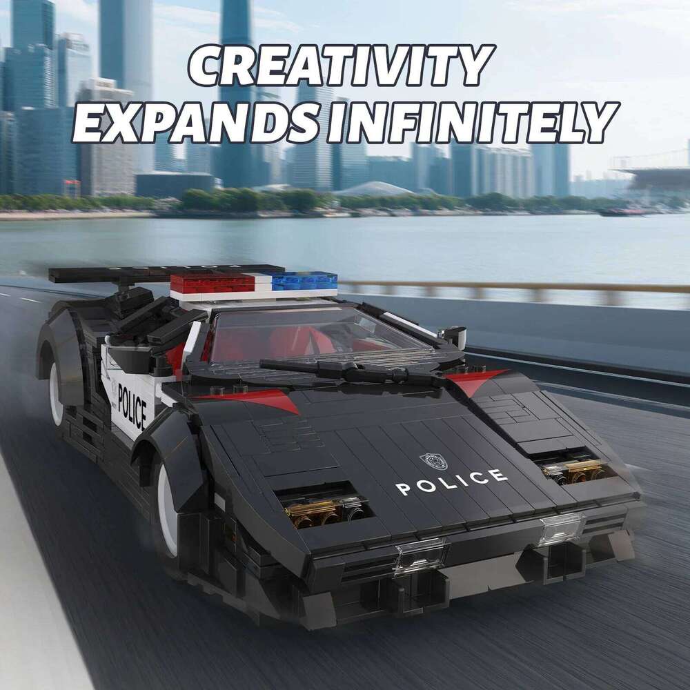 1383PCS Police Racing Building Blocks City Sports Car Model Bricks Desktop Ornaments Kids Educational Assembly Toys Gifts Z260305