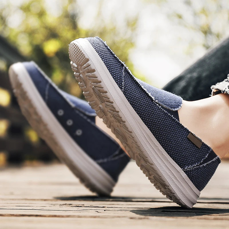 Summer Denim Canvas Men Breathable Casual Shoes Outdoor Non-Slip Sneakers Comfortable Driving Shoes Mens Loafers Big Size 39-47 260305