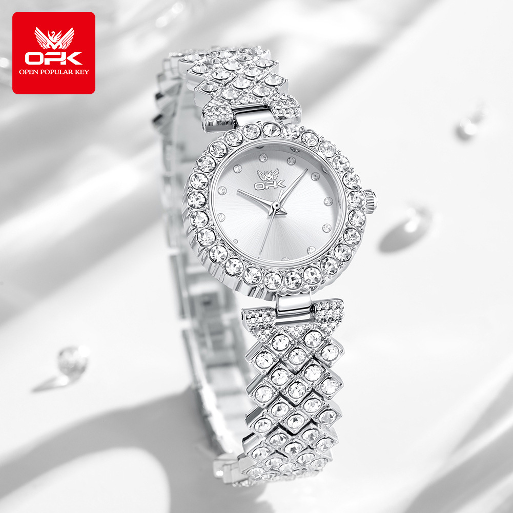 New OPK brand watches popular in Europe and America, women's watches with full diamond bracelets, quartz luxury watches for women
