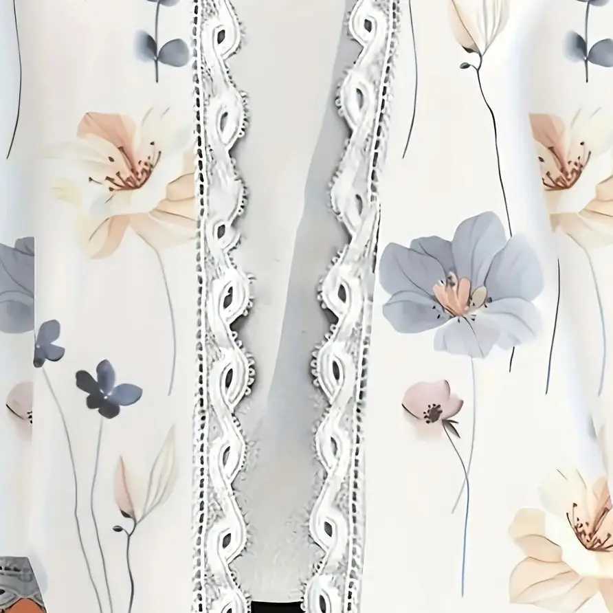 Spring and autumn 2025 oversized long-sleeve cardigan for women floral pattern casual polyester M260306