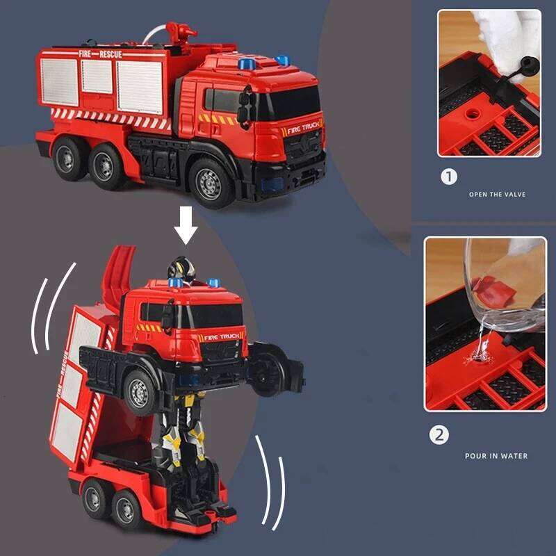 Fire RC car Transformation Robot Vehicle Light Action Engine Excavator Car Truck Construction Toys Kids Gift C260305