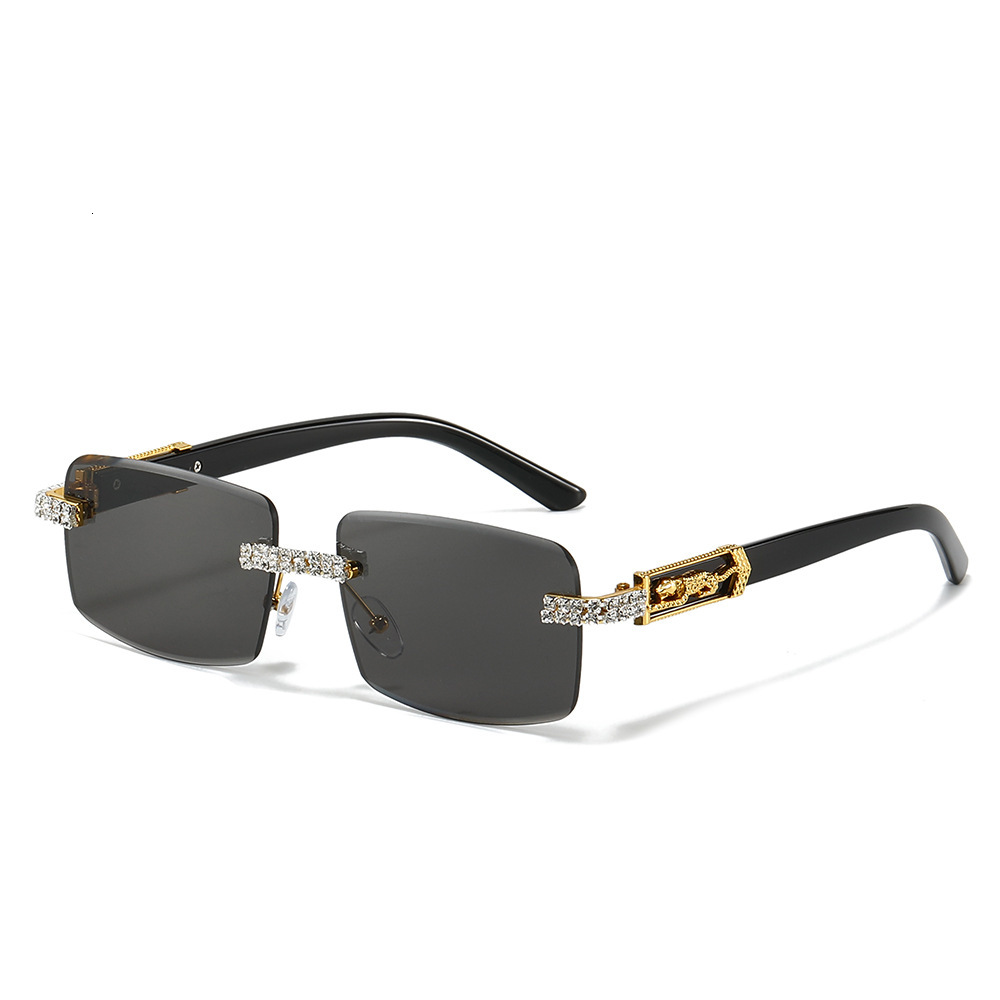 Luxury Diamond Inlaid Sunglasses Fashion Trend Diamond Cutting Edge Square Outdoor Bicycle Sunglasses Hip Hop Designer Sunglasses Street Style Sunglas