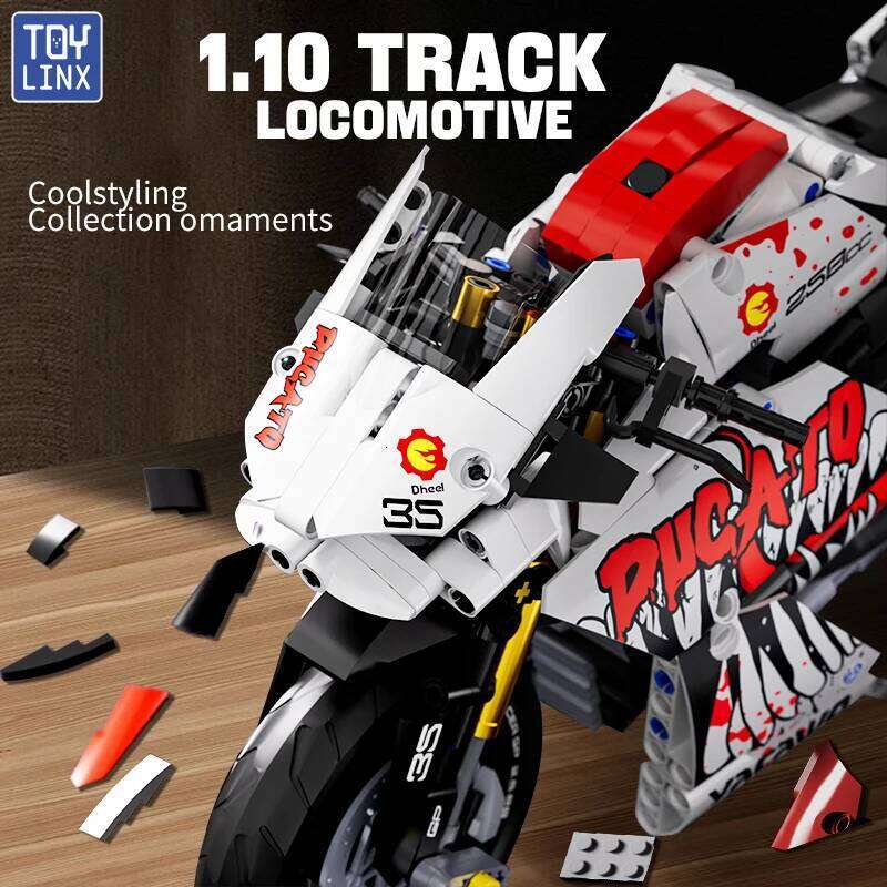 883PCS Technical Classic 1:10 Motorbike Building Model Blocks Moto Road Racer Bricks Christmas Gifts Toy For Children Adults Z260305