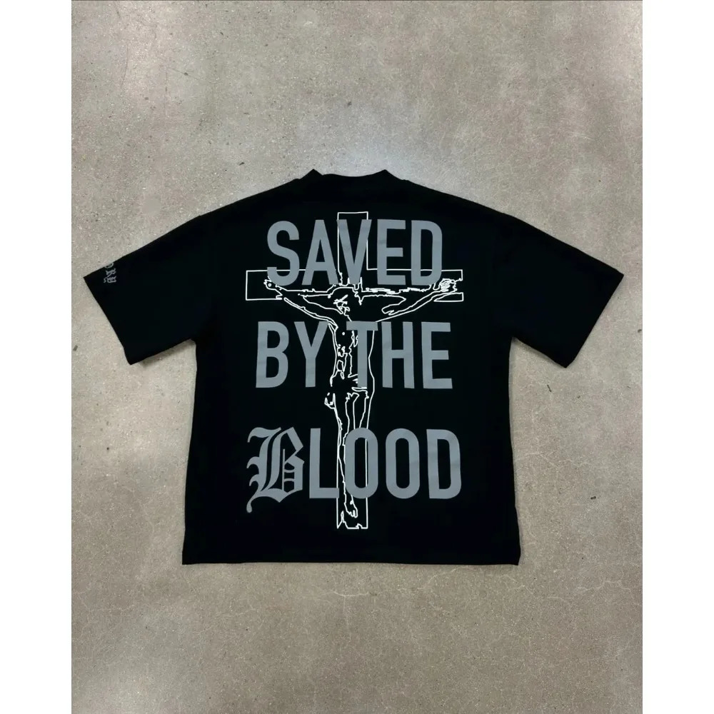 Oversized T Shirt Letter Print Y2k Top Harajuku Casual Men and Women Short Sleeved Graphic T Shirts Cotton Versatile Streetwear 260304