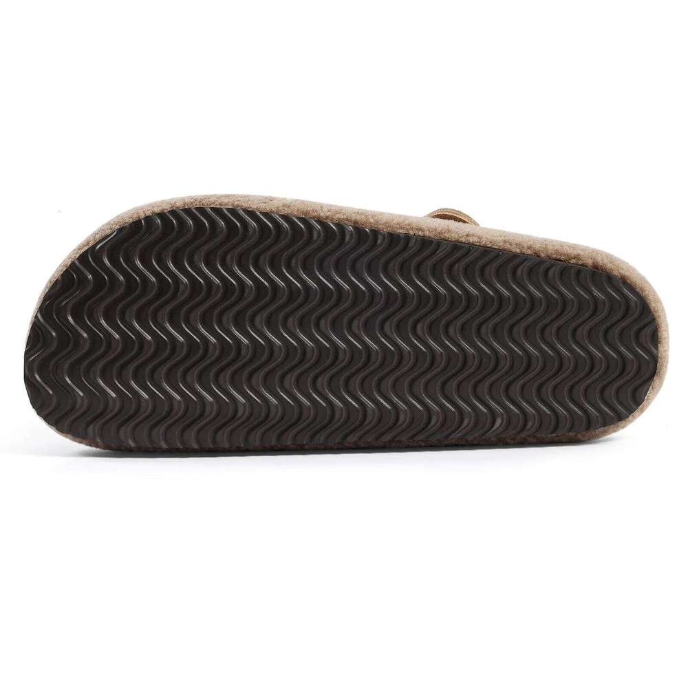 Litfun Winter Plush Lining For Women Non-slip Platform Indoor Slides Furry Cozy Outdoor Slippers With Adjustable Buckle