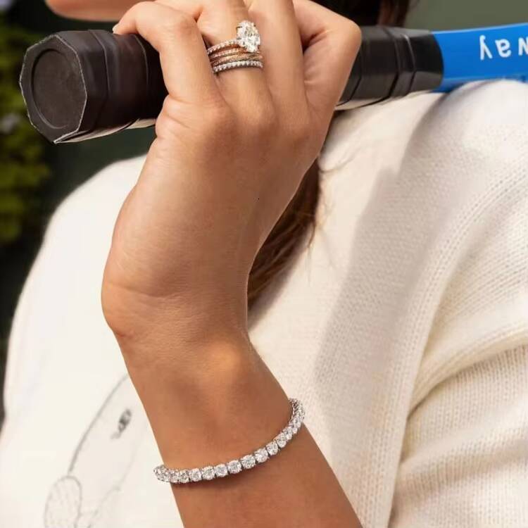 BMO Factory Direct Price Iced Out 2mm 3mm 4mm VVS Silver 925 Hip Hop VVS Moissanite Lab Diamond Tennis Chain Bracelet