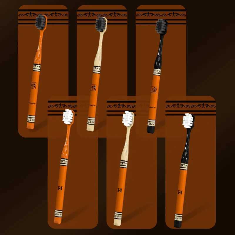 This pack of 6 high-end orange small-head toothbrushes for adults is designed for efficient and comfortable household use.T260306