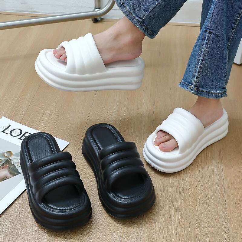 7cm EVA Thick Platform Summer Slippers Women Soft Sole Pillow Slides Outdoor Beach Sandals Woman Non Slip Bathroom Home Shoes