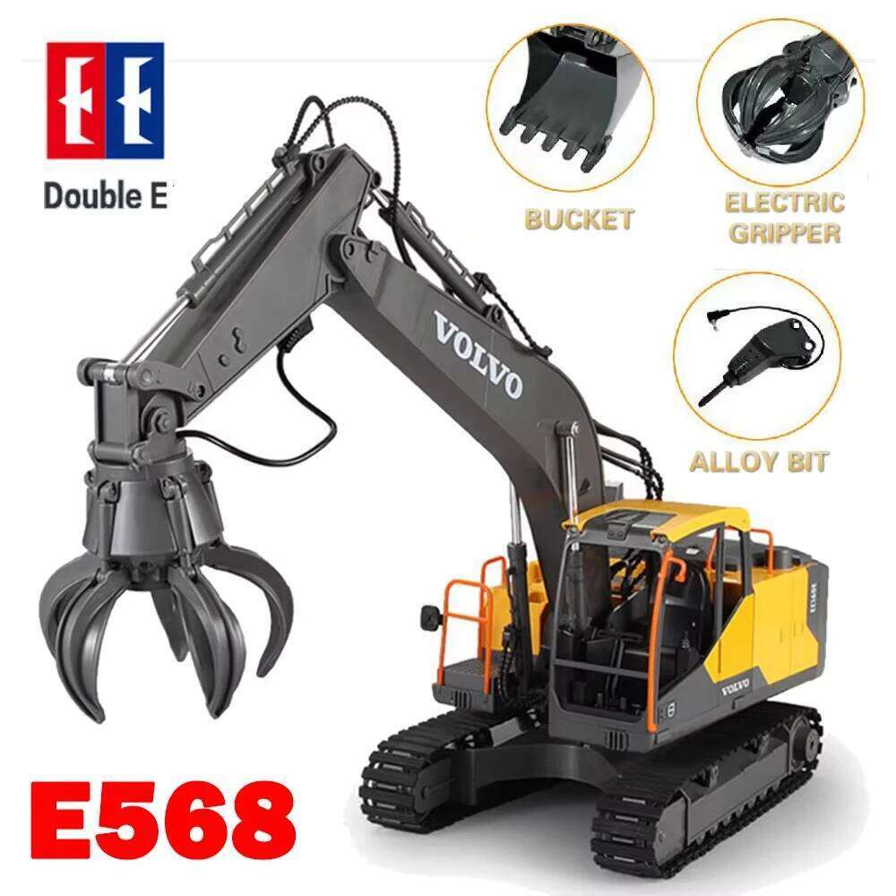 Double E E568 RC Excavator 1/16 17CH Crawler 3in1 Truck Alloy Digger Radio controlled Car Engineering Model Children's Day Gifts C260305