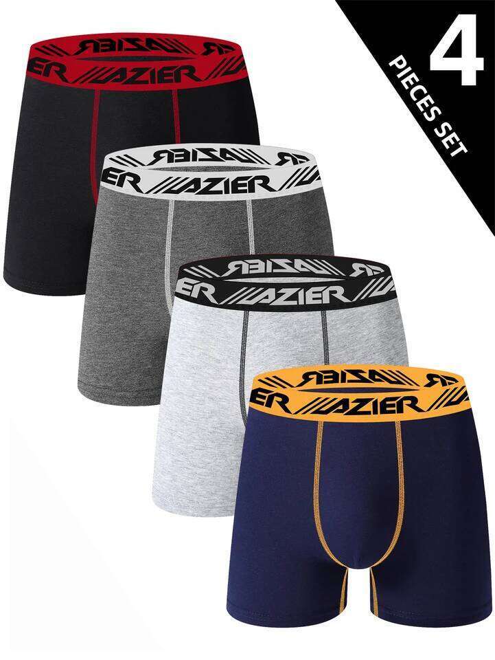 4 Piece Underwear Soft Comfortable Long Boxer Briefs Stylish Simple Contrasting High-end Men's Leggings