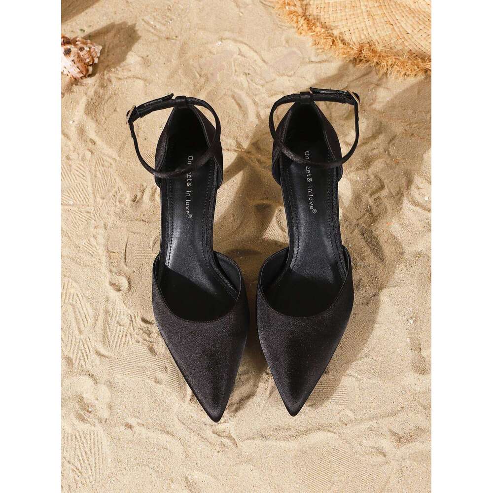 Women's Fashion Elegant Satin Pointed-Toe Stiletto Heels, Comfortable Simple and Versatile Thin High Heels