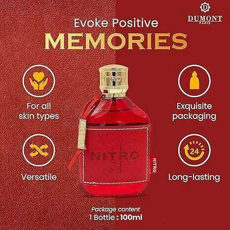 Nitro Red Dumont MEN Fragrance Middle Eastern Arabic Men's Women's Perfume Long-lasting 100ml 26H0306