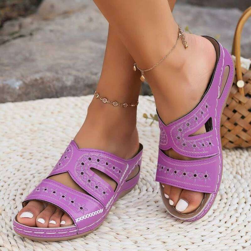 2025 new Women Platform Wedge Sandals Outdoor Open Toe Casual slippers thick soled antislip Leather Fashion Female Zapatos