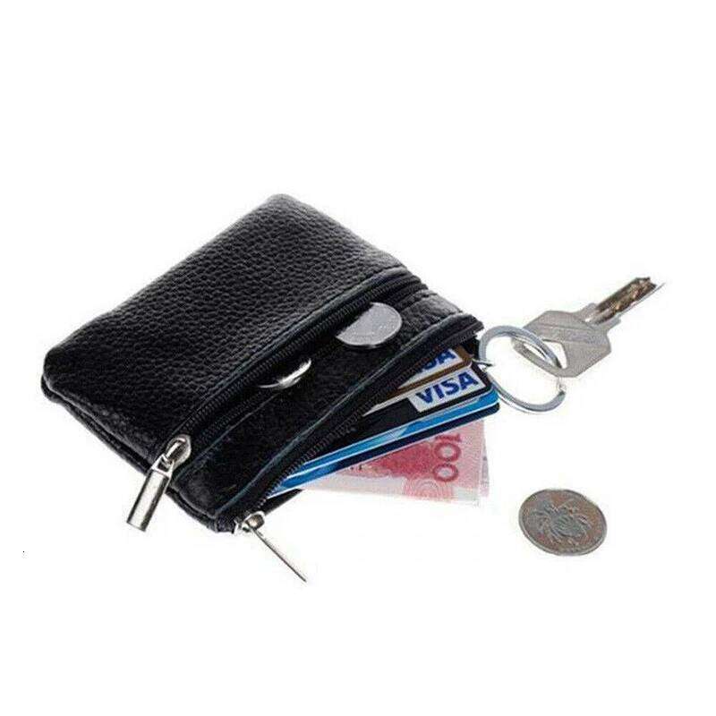 New 1PC Bag Card Holder Women'S Mini Coin Purse Leather Zipper Pouch With Key Ring Small Wallet C260304