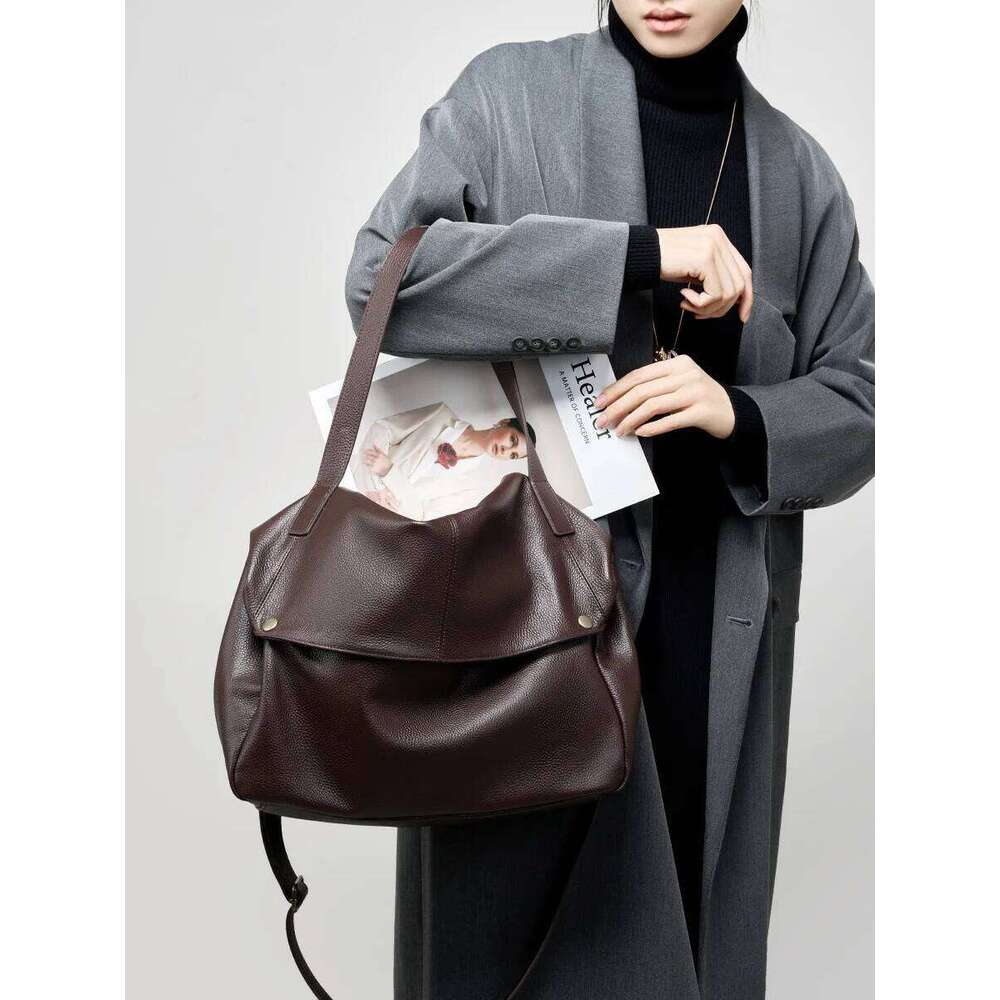 Genuine Women S Shoulder Bag Large Capacity Soft Cowhide Leather Tote Bag Simple Lady Casual Handbag For Commuting TIANOUDAISHU