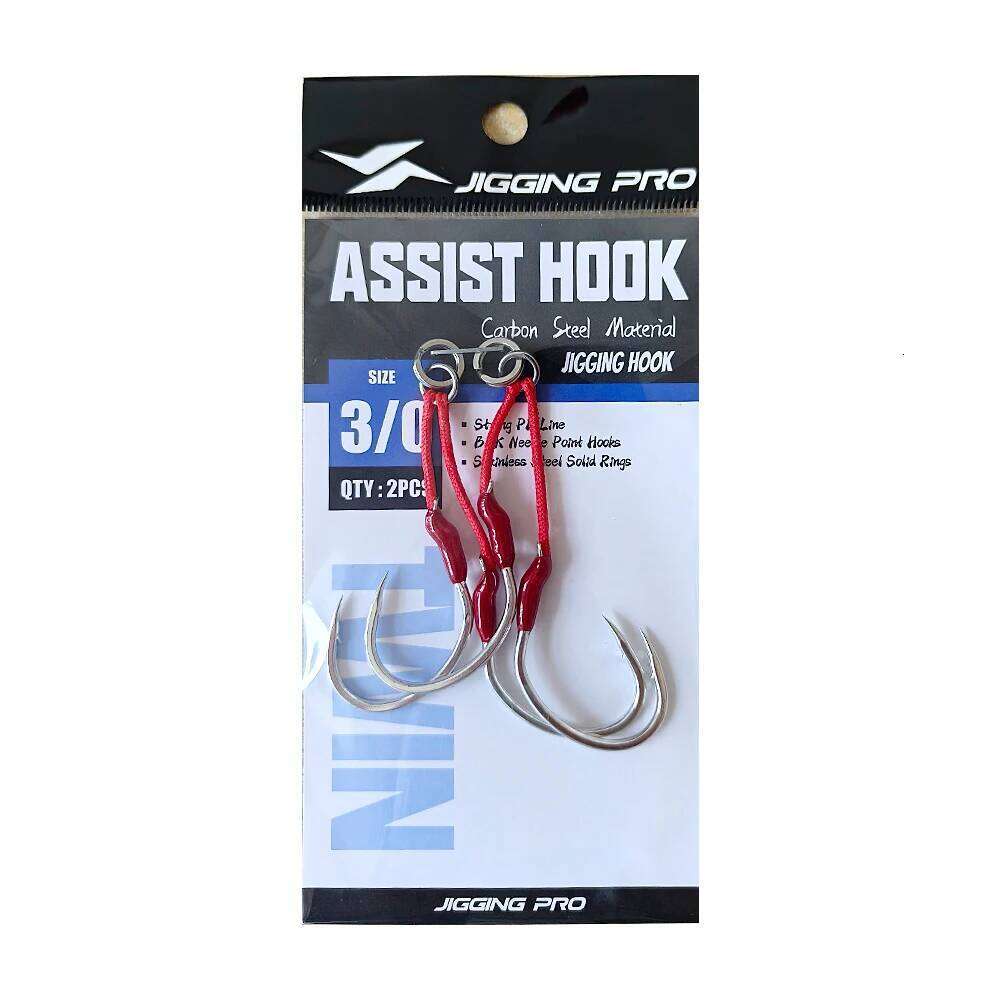 JIGGING PRO Saltwater Slow Jigging Double Asymmetric Assist Hooks High Carbon Steel Fishhooks 1/0 2/0 3/0 4/0 S260305