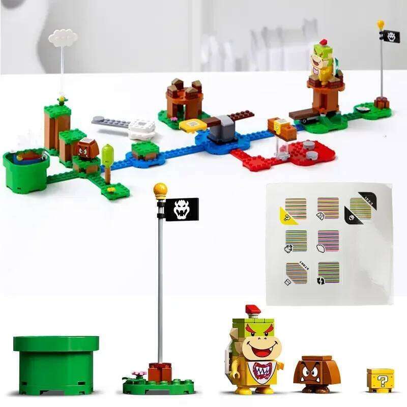 Super Bros. Game Series MOC Scan Code Building Blocks Adventures with Marioed Starter Course Sets Children's Toys Gift 71360 Z260306