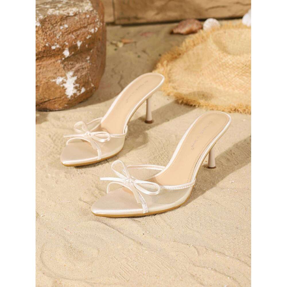 Slip-On Women's Mesh Stiletto Heels with an Elegant Bowknot Design for Comfort and Versatility
