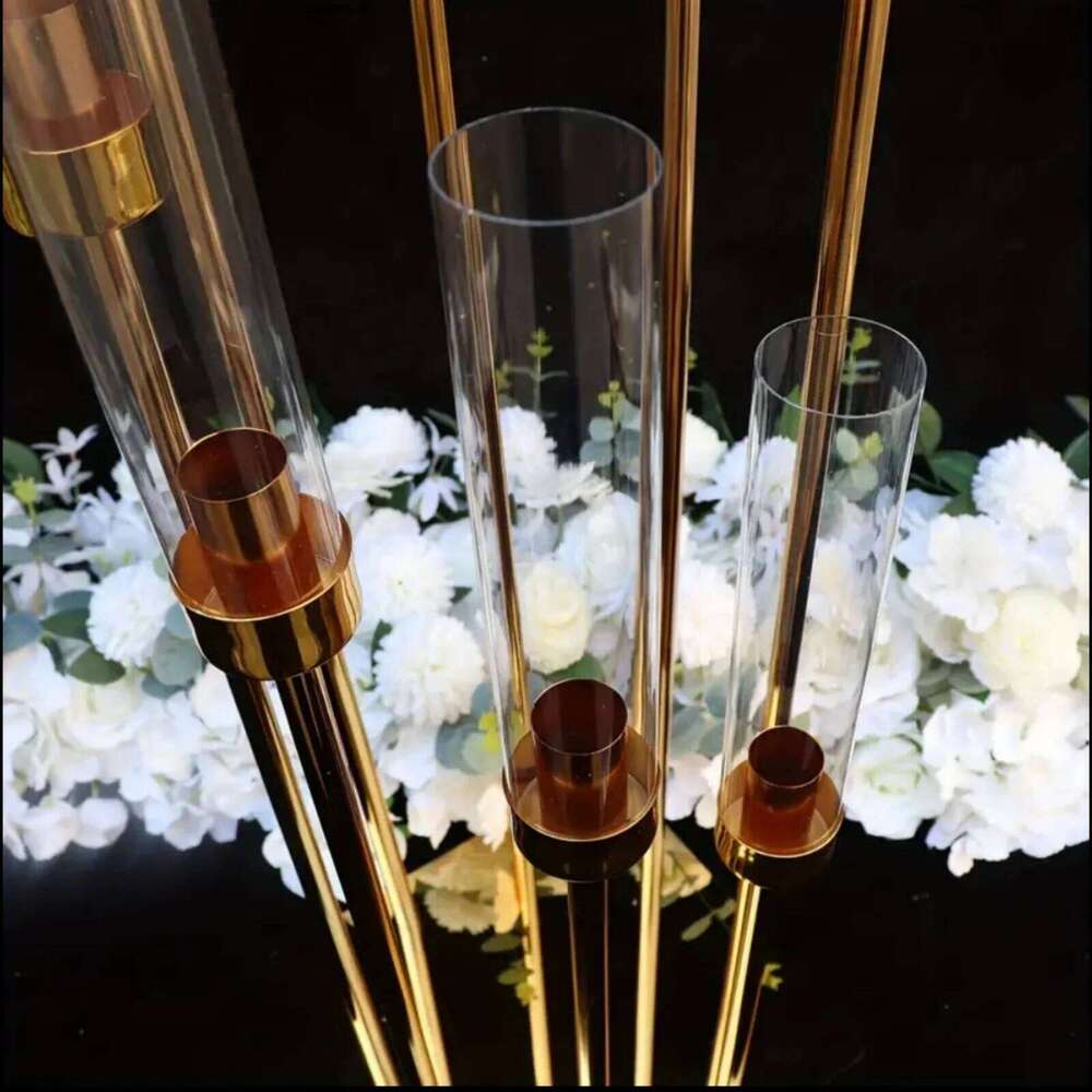 Elegant 1-piece Gold Metal 8-arm Candle Holder -A Tall Wedding Centerpiece, Multifunctional Dining Table Decoration, Suitable Fo XJ260305