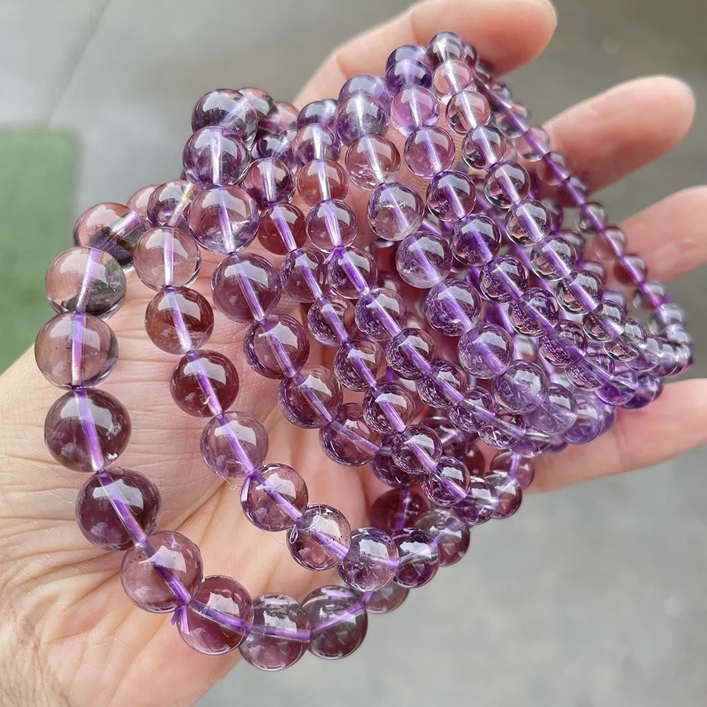 JD 7A Natural Brazilian Ice Amethyst Bead Bracelets Women Light Purple Energy Crystal Stone Strand Bracelet Reiki Healing Gifts 260302