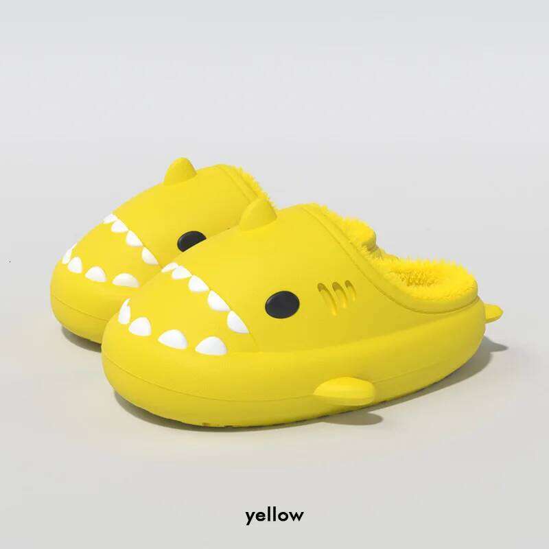 Litfun Fuzzy Shark Slippers For Women Men Winter Indoor Plush Cartoon Cotton Shoes New Outdoor Adults Kids Waterproof Furry Shoe