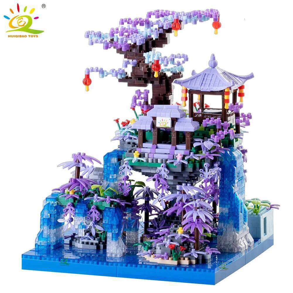 HUIQIBAO MOC Ancient Architecture Model Peach Blossom Castle Micro Building Block Assembly Diamond Brick Set Toys Children Gift Z260306