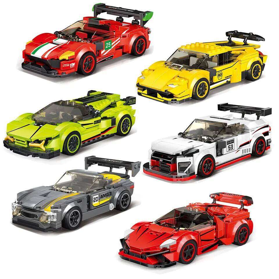 City Speed Sport Racing Cars Building Blocks Model MOC Bricks Racer Vehicle Kid Education Toys for Childrens Boys Gifts Z260306