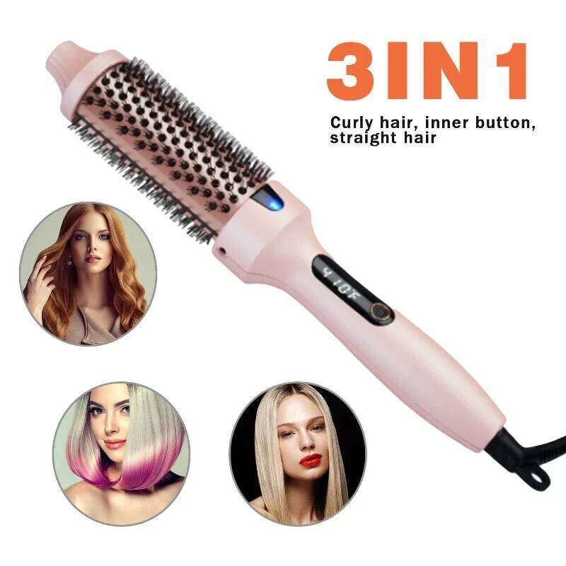 home use 38mm fluffy iron, tangle-free electric heated straightening comb, multifunctional travel portable curling iron 26Y0306