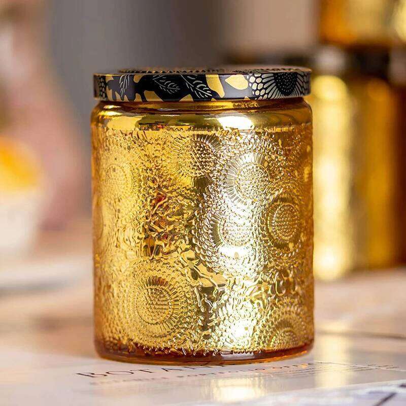 Embossed Aromatherapy Starry Sky candle Cup Glitter Metal Plated Glass Candle Jar Bottle W260304 W260305