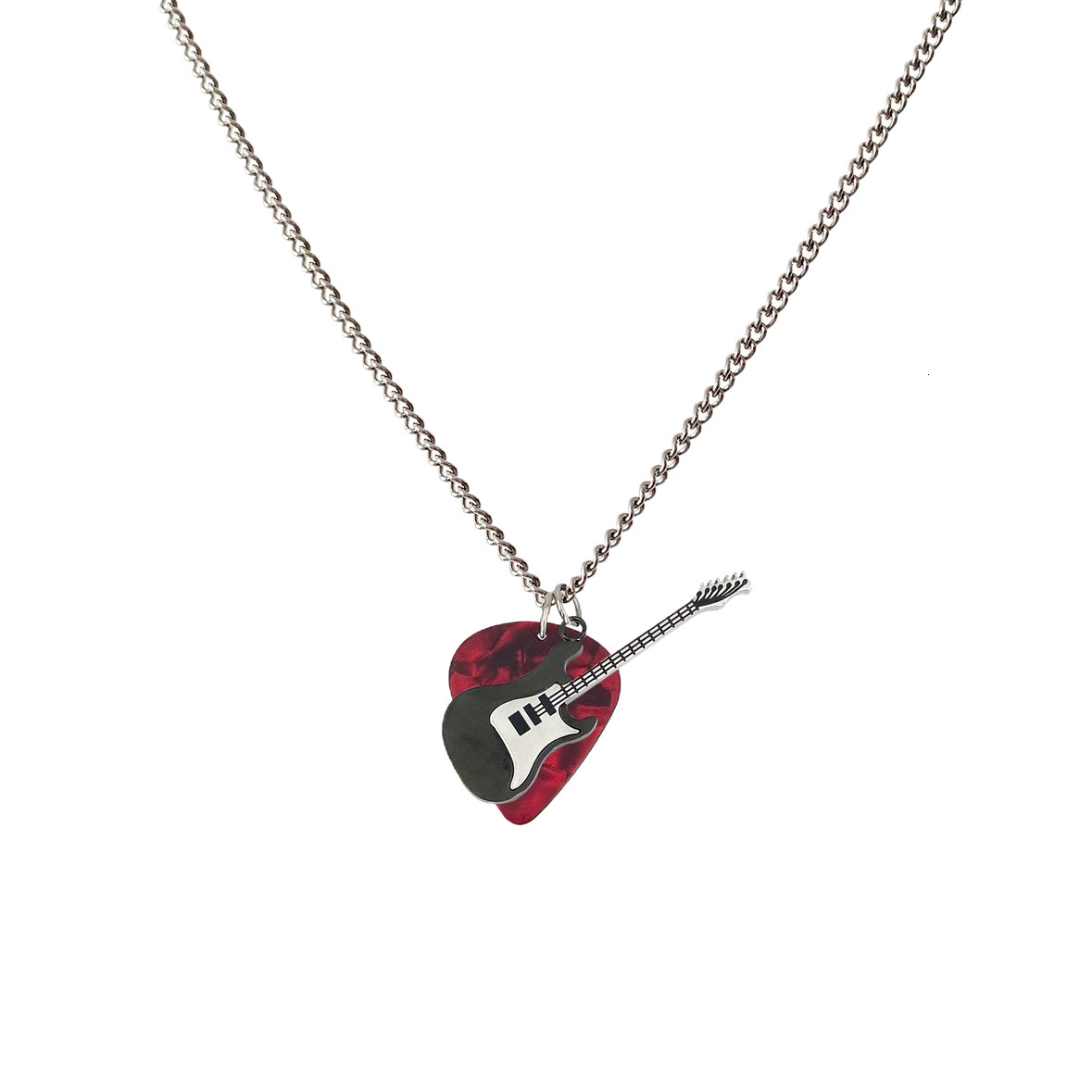 Necklace Punk Rock Guitar Pick Necklace Men Trendy Niche Design Personality Disco Hip-Hop Couple Pendant Accessories Necklace