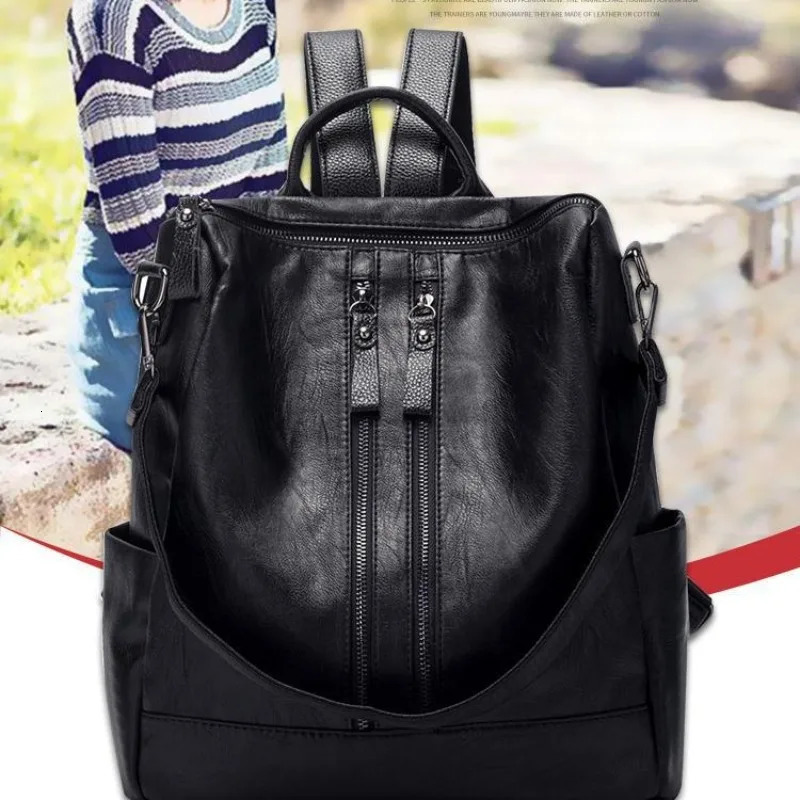Backpack 2025 Autumn and Winter Korean Style Trendy Casual Fashion Soft Leather Bag Multifunctional Womens Bag260228