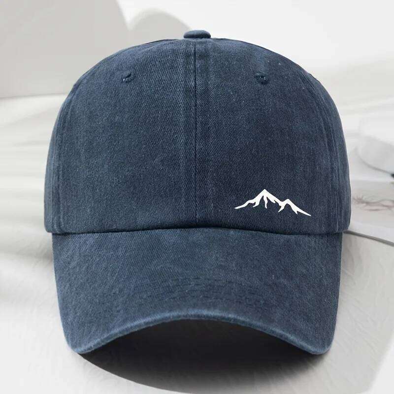 Mountain printed baseball caps men and women, suitable for outdoor travel, hiking, mountaineering, sun protection Y260304