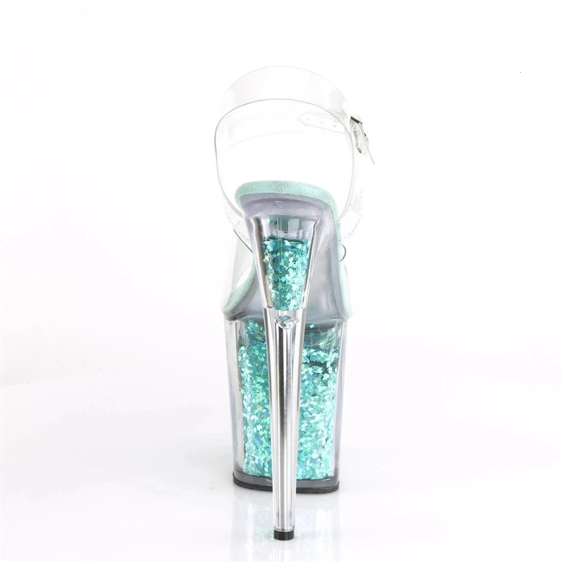 Summer Crystal PVC Womens Shoes Steel Pipe Dance Sandals 20CM Thin High Heels Stiletto Plus Size Sequins Platforms Pumps 260306