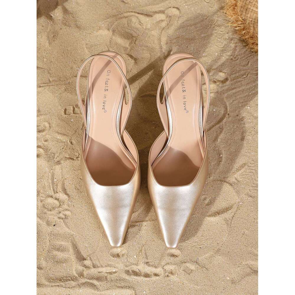 2025 New Women's Sandals Fashion Buckle Design Summer Elegant Pointed-Toe High Outdoor Banquet Open-Back Heels