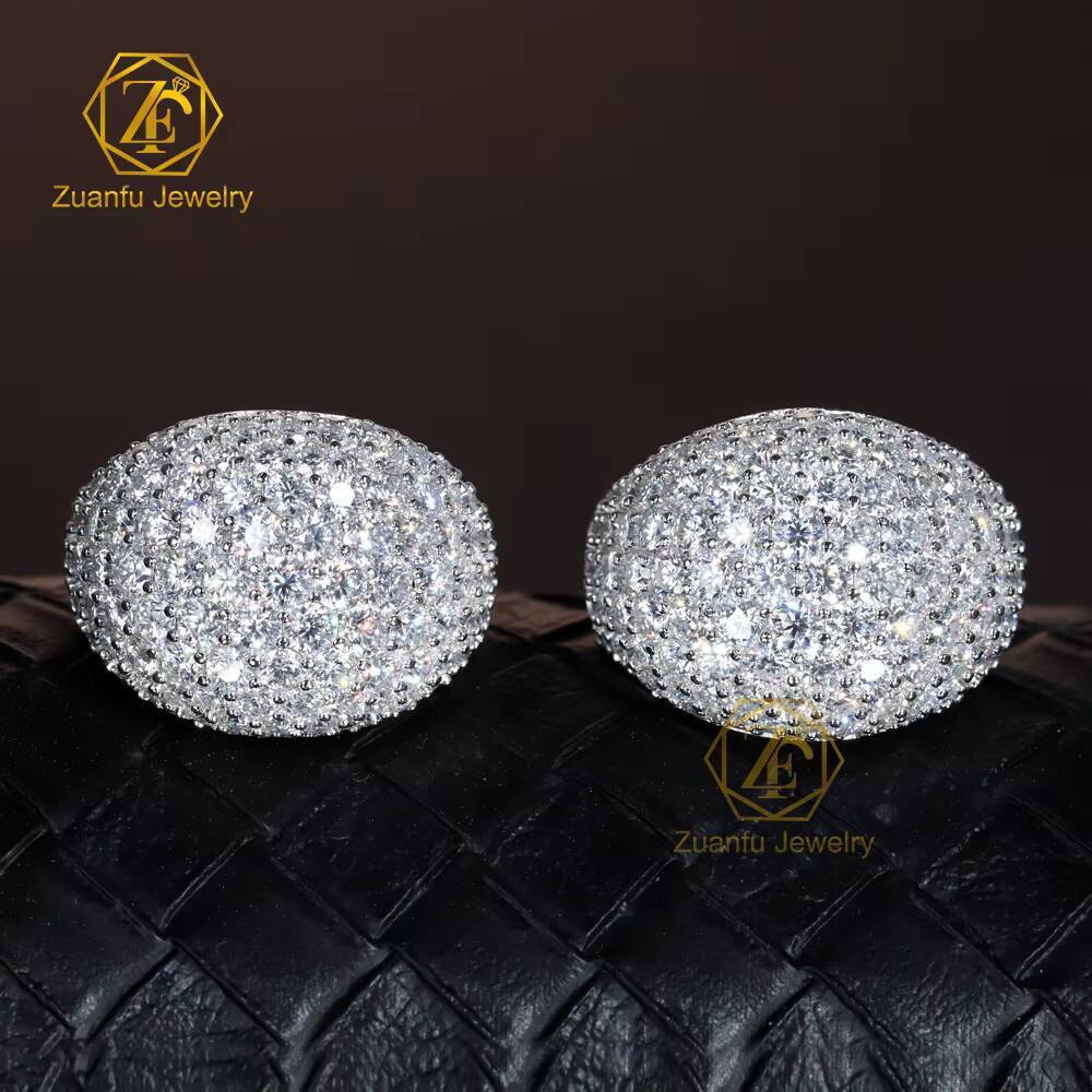 Unique Style Big Size Hip Hop Rock Ring Ice Out Melee Moissanite Diamond 925 Sterling Silver Men Ring