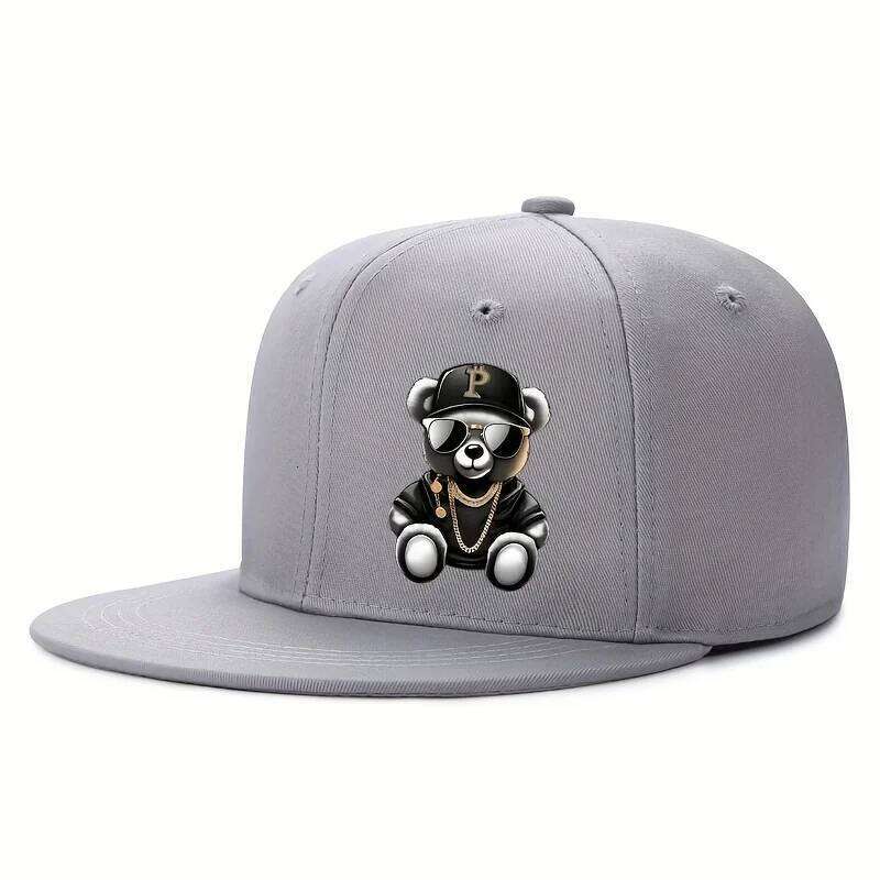 Adjustable Cartoon Bear Printed Hip Hop Baseball Cap Outdoor Sports Beach Casual Wea Fit for Men and Woment street snapback hat Y260304