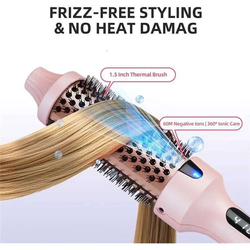 A04V Brush, Negative Ionic Heated Thermal Round Brush For Blowout Look, Curling & Straightener EU Plug 26Y0306