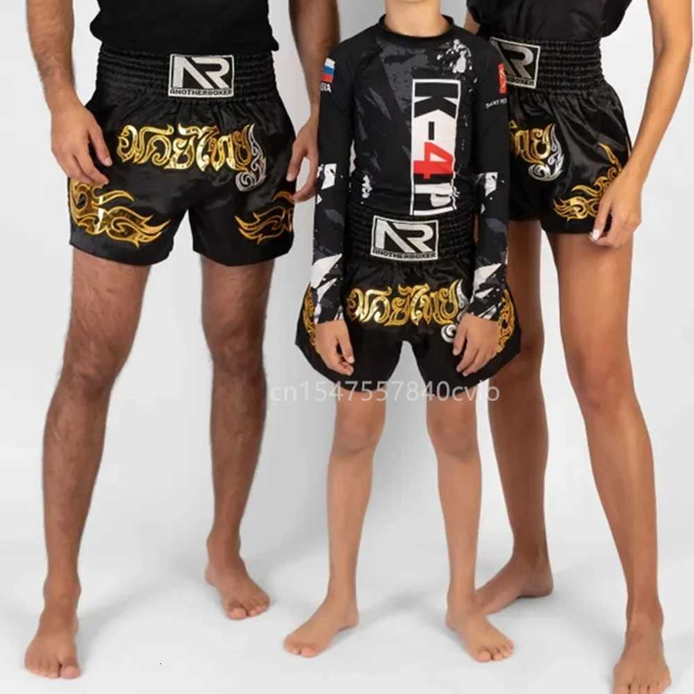 ANOTHERBOXER Muay Thai Shorts Embroidered Traditional Boxing Pants Sportswear for Men Women Breathable Training Kids Shorts X260306