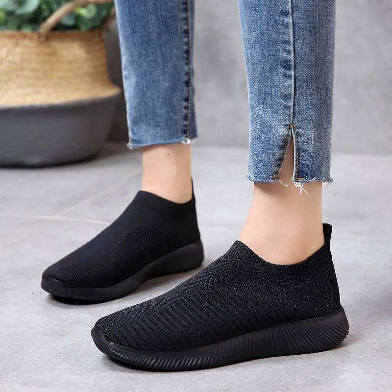 Vulcanized High Quality Sneakers Slip On Flats Shoes Women Loafers Plus Size 43 Walking Flat