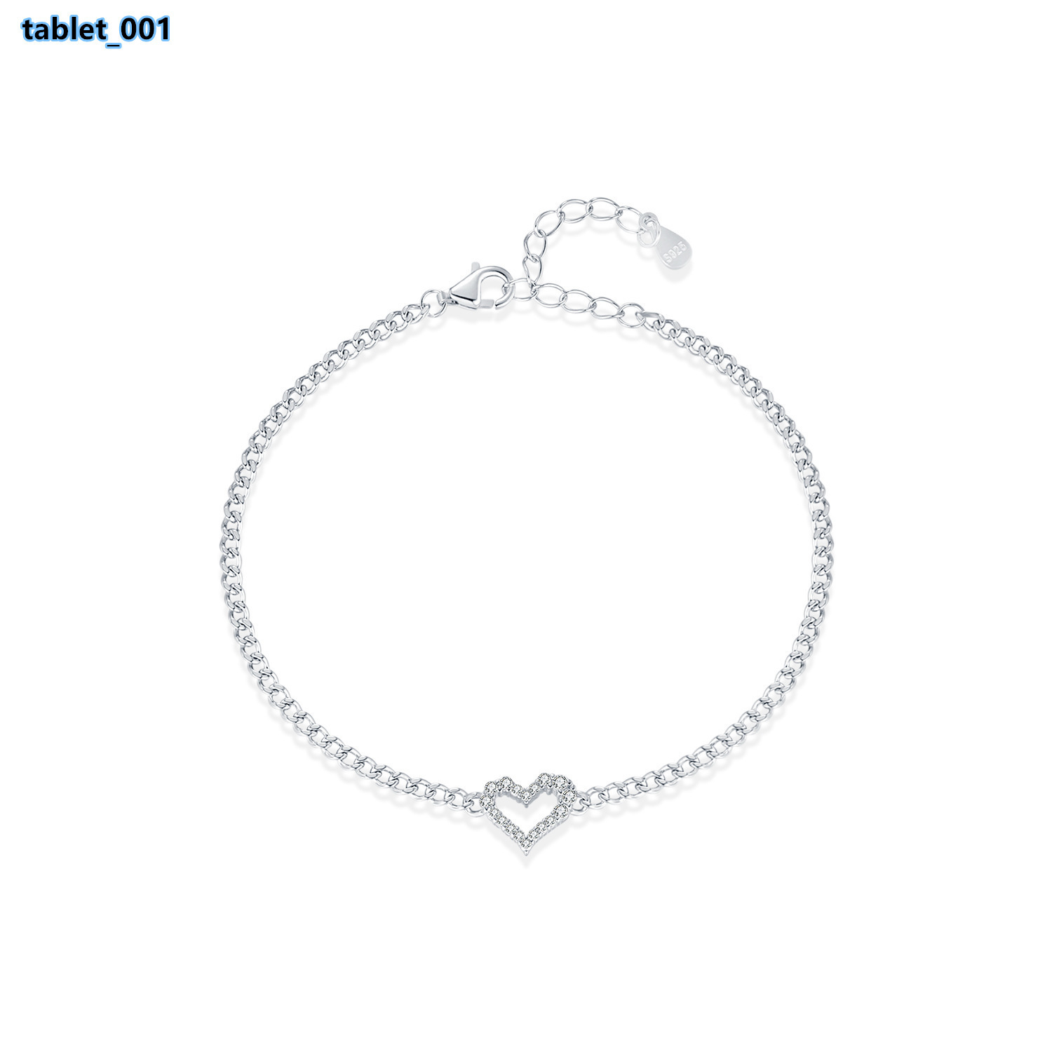 New Trend Lightweight Luxury Real 925 Sterling Silver Irregular Heart Moissanite Bracelet for Party Custom Bracelet