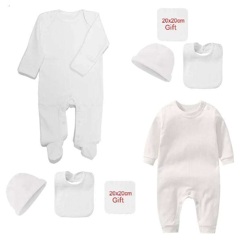 4 Pcs Cotton Newborn Baby Clothing Set Romper Bonnet Bibs Hospital Kit Sleepsuit Jumpsuit Growing One-Pieces Grows Nursery Roupa Z260306