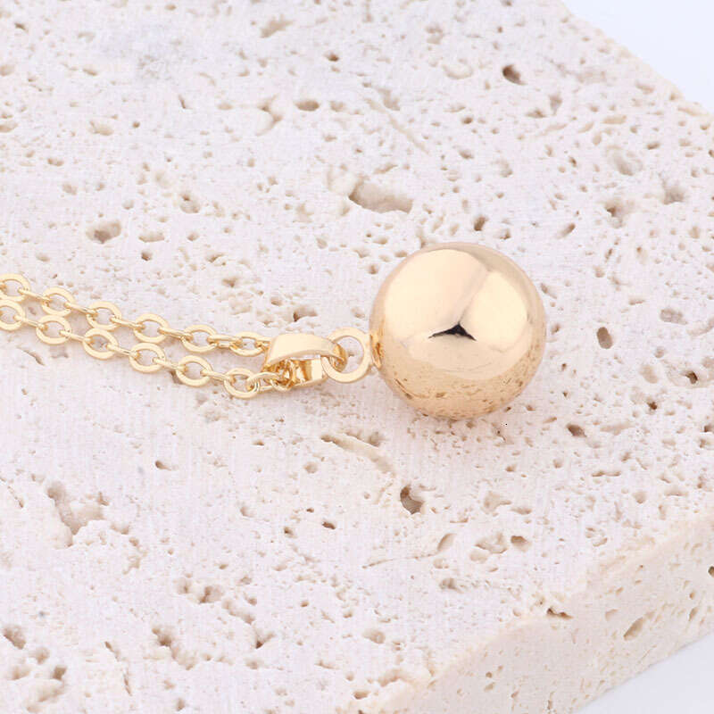 Best-selling 12mm copper pendant rose gold necklace, round bead collarbone chain, fashionable and simple jewelry, wholesale from manufacturer