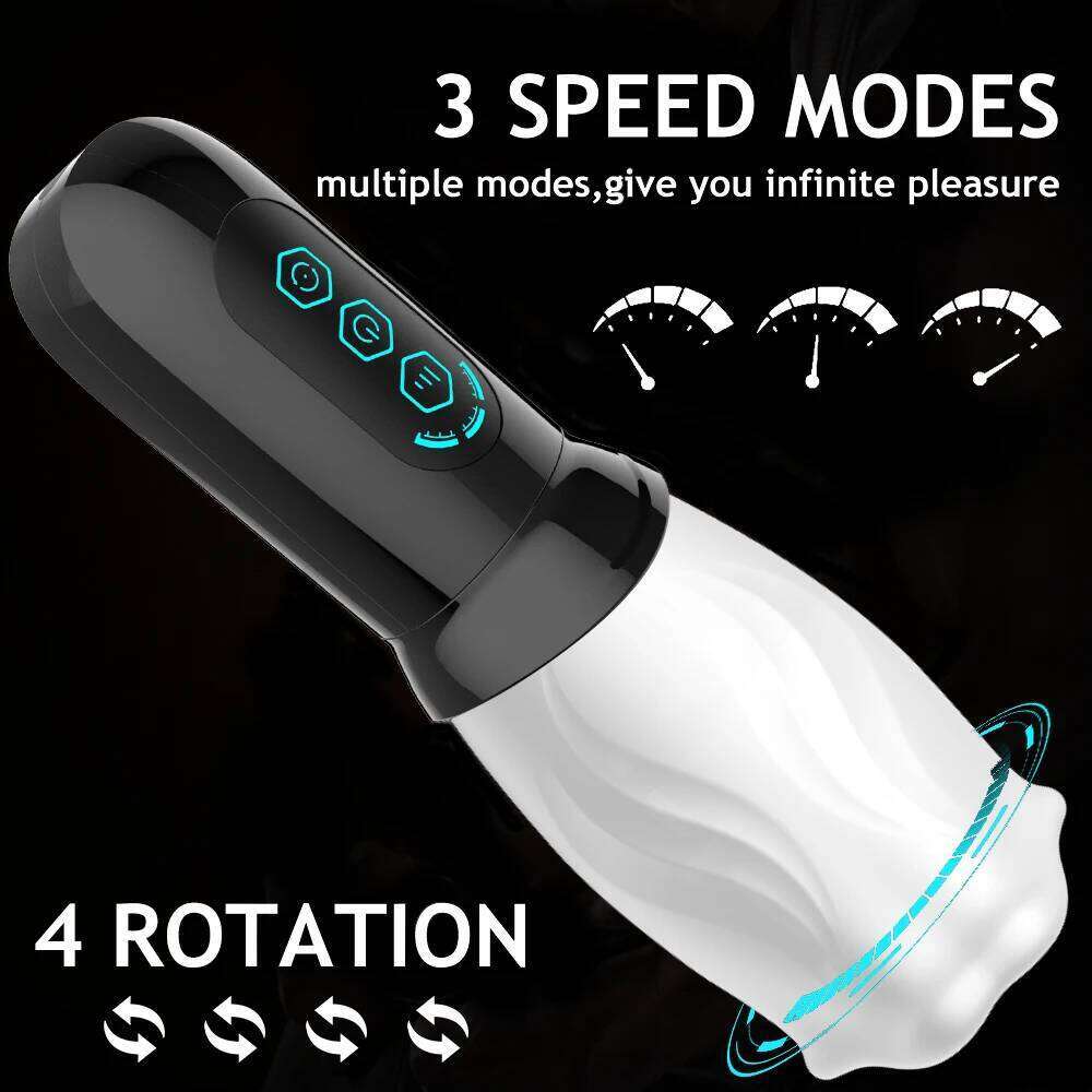 Automatic Rotating Vibrating Male Masturbator Penis Massage Vibrator Real Oral Sex Glans Delay Trainer Masturbation Toys for Men W260305