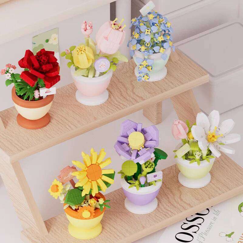 2024 New Original Rose Box Tulip Lotus Building Blocks Flower Model Tiny Particle Gift Toy Z260306