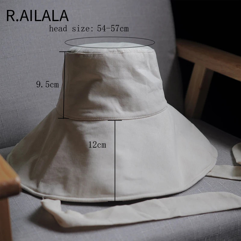 Summer Spring Japanese Tie Bucket Hat Womens Korean-style Big Eave Fisherman Foldable UV Cotton Linen Beach Strap Sun Hat 260228