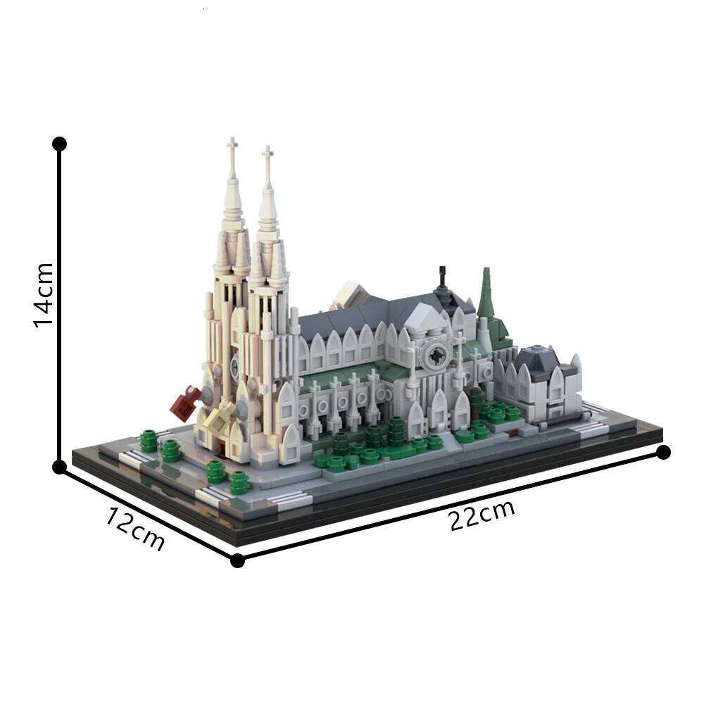 MOC St. Patrick's 1:800 Model Building Blocks New York Cathedral Compatible with Florence Church Brick Toy Gift Z260305