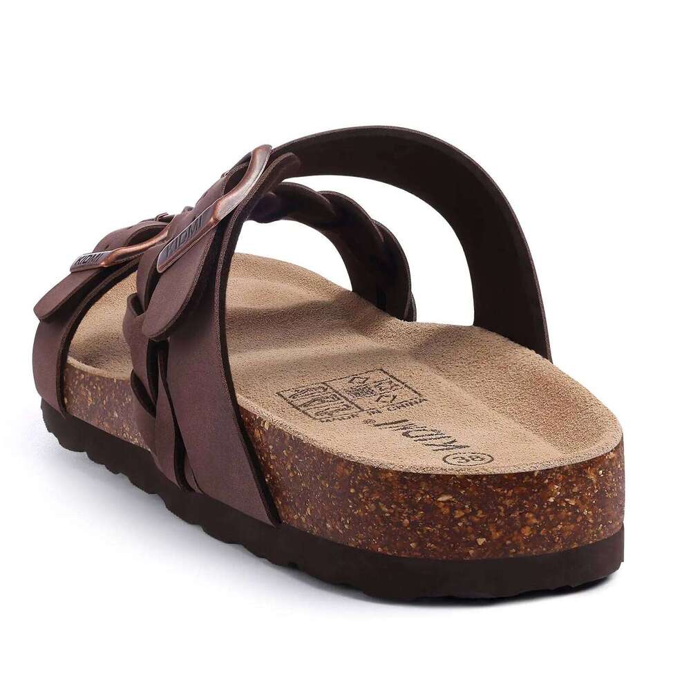 Litfun Classic Women's Arch Support Lady Summer Cork Sandals Trendy Slip-On Slippers With Adjustable Buckle